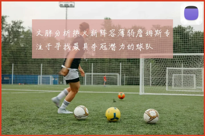 文胖分析热火新阵容薄弱詹姆斯专注于寻找最具夺冠潜力的球队